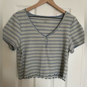 American Eagle Blue/Green Stripe Crop Top
